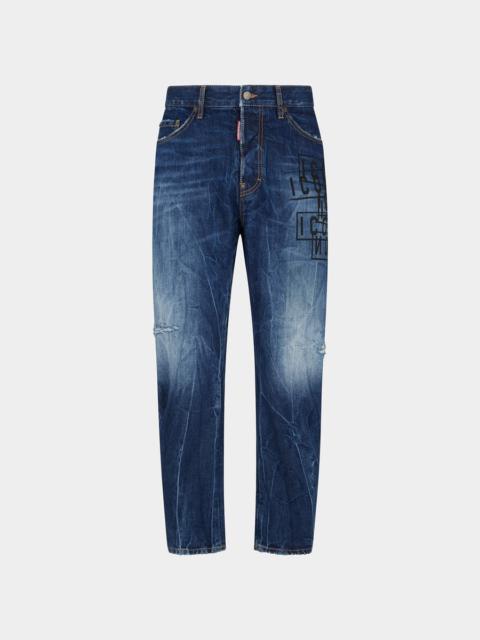 DSQUARED2 ICON DARK WASH STAMPS BRO JEANS