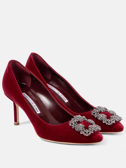 Manolo Blahnik Hangisi 70 embellished velvet pumps