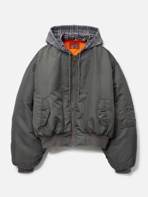 Praying BOMBER W PLAID HOOD