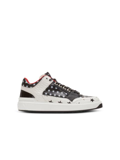 Balmain B-Court Mid Top star print leather trainers