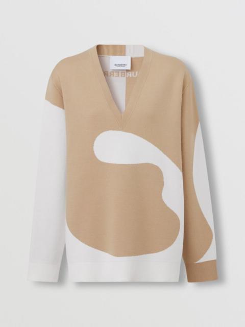 Burberry Abstract Wool Silk Jacquard Sweater