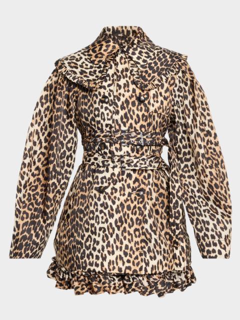 GANNI Leopard-Print Duchesse Satin Jacket