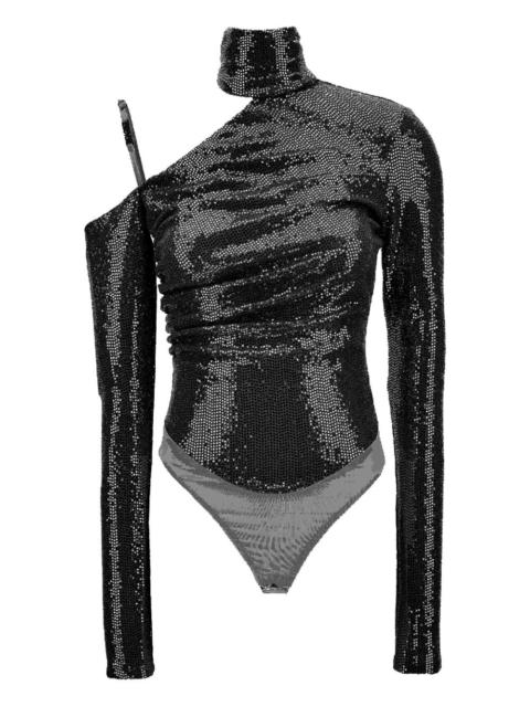 VERSACE JEANS COUTURE sequin-embellished one-shoulder bodysuit