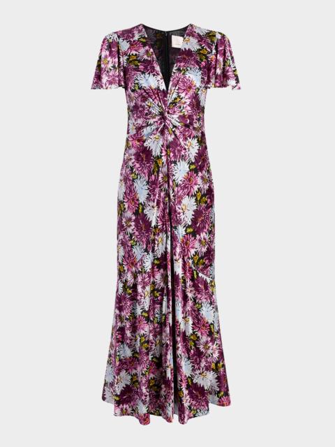 Cinq à Sept Kordyn Satin Dahlia-Print Dress