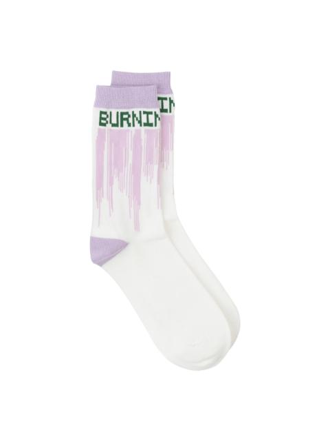 HENRIK VIBSKOV DRIPPING LOVE SOCKS FEMME - PURPLE LOVE BURNING