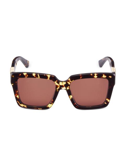 Bottega Veneta Women's Triangle Acetate 55MM Square Sunglasses - Havana