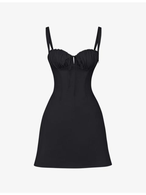 House of CB Carlotta fitted-bodice square-neck stretch-cotton mini dress