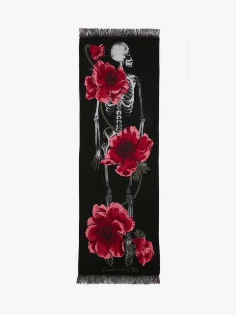 Alexander McQueen Paper Bloom Skeleton Scarf in Black/red