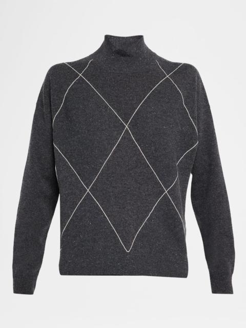 PESERICO Diamond-Patterned Cashmere, Silk and Wool Sweater