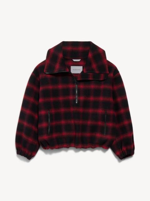 BALENCIAGA Men's High Collar Half Zip Outerwear in Black/red