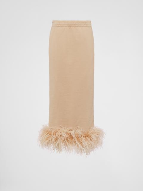 Prada Cotton fleece skirt with feather trim