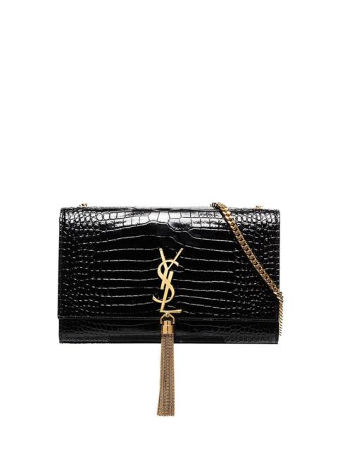 Kate Medium Tassel in Crocodile-Embossed Leather
