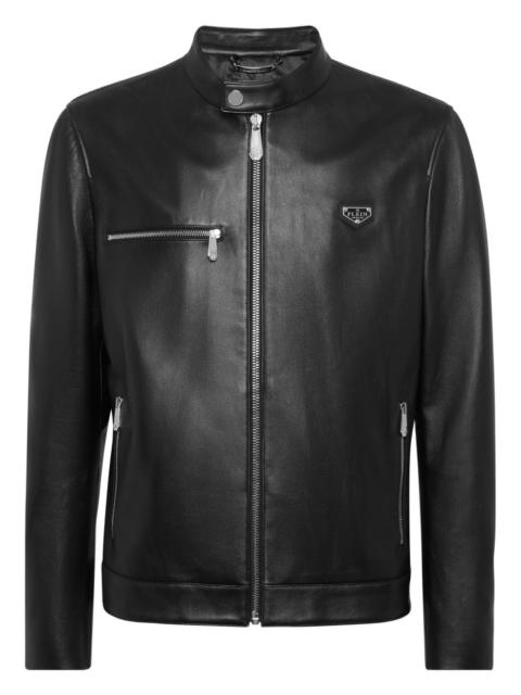PHILIPP PLEIN zip-fastening leather jacket