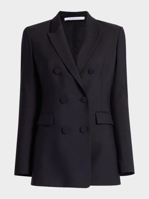 Another Tomorrow Wool Double-Breasted Blazer Jacket