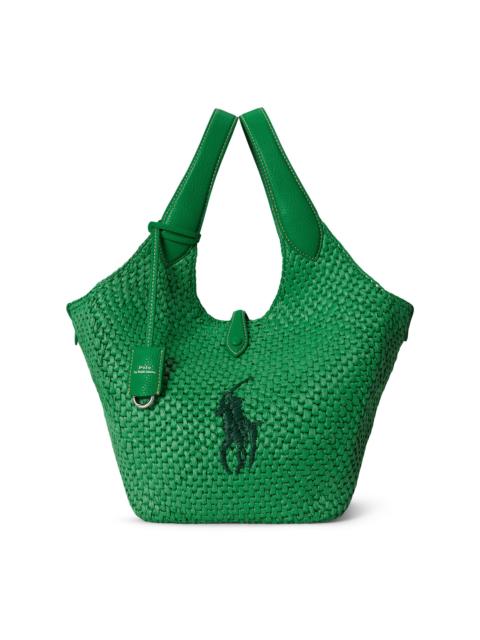 Polo Ralph Lauren Women's Medium Logo-Embroidered Raffia Tote Bag - Parrot