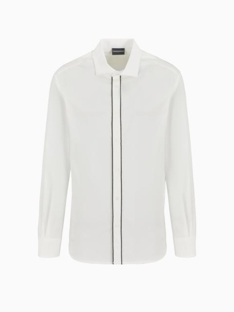 EMPORIO ARMANI PIMA CANVAS SHIRT WITH PIPED PLACKET