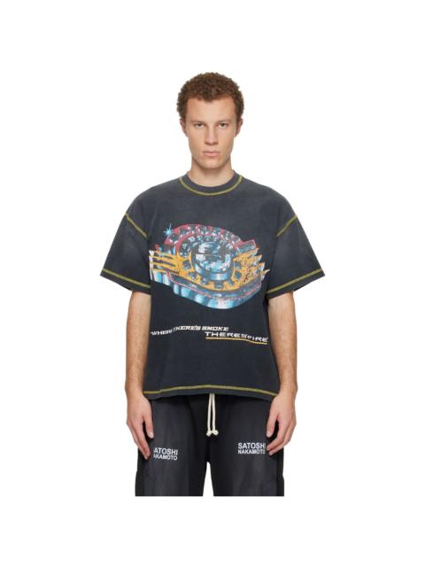 SATOSHI NAKAMOTO Black 'Where There's Smoke, There's Fire' T-shirt