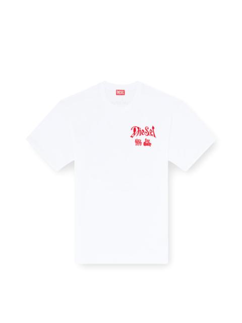 Diesel COTTON T-SHIRT WITH FLOCK GRAPHIC