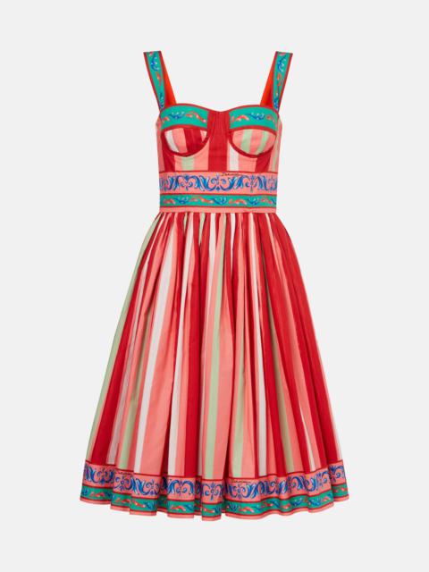 Dolce & Gabbana Striped gathered cotton bustier dress