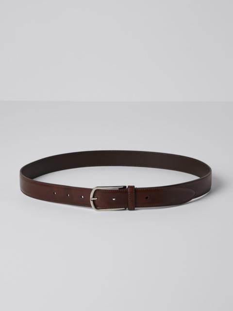 Brunello Cucinelli Formal calfskin belt with rounded buckle
