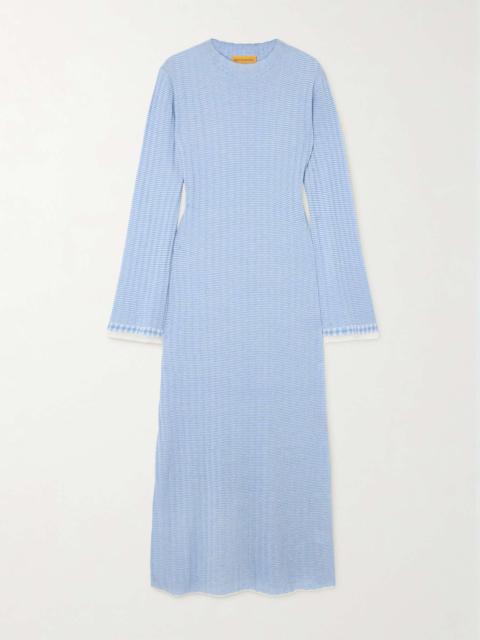 GUEST IN RESIDENCE Striped silk and linen-blend maxi dress Blue
