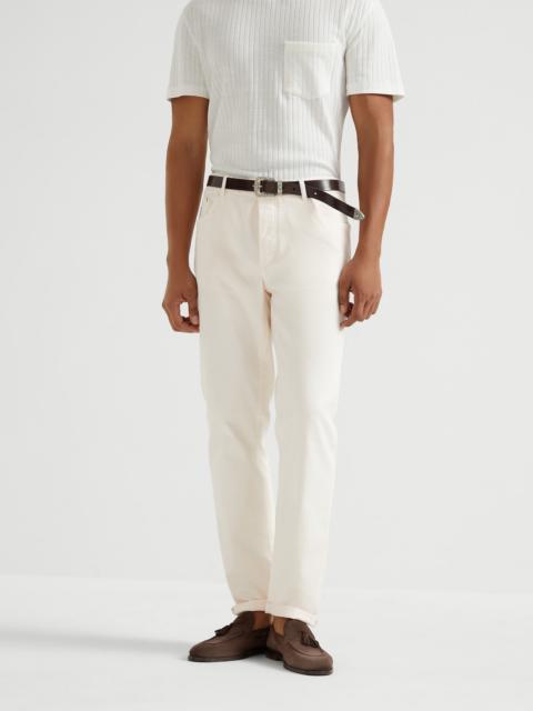 Brunello Cucinelli Garment-dyed comfort lightweight denim traditional fit five-pocket trousers