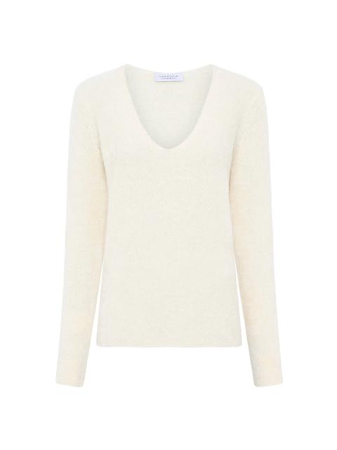 GABRIELA HEARST Ward Knit V-Neck Sweater in Ivory Silk