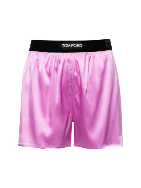 TOM FORD logo-patch satin boxer shorts