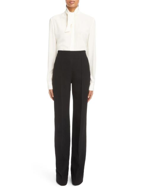 Pintuck Pull-On Wool & Cashmere Trousers