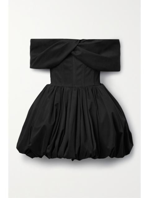 BRANDON MAXWELL Pippa Off-the-shoulder Cotton-blend Poplin Mini Dress