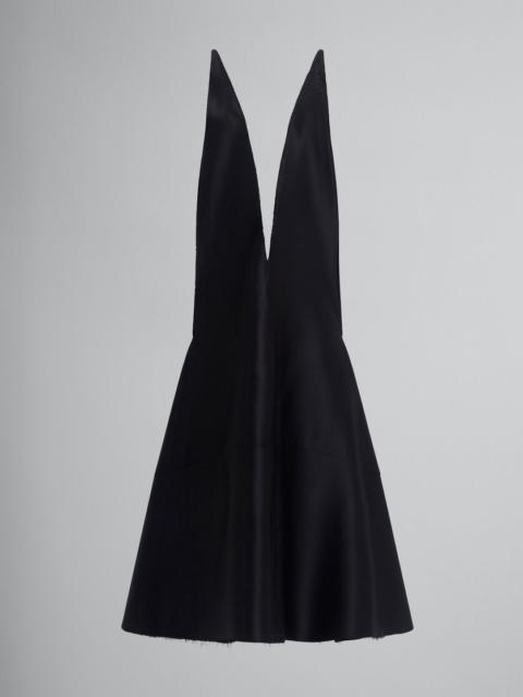 Marni BLACK DUCHESSE V-NECK DRESS