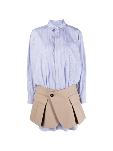 sacai striped skirt-overlay shirtdress