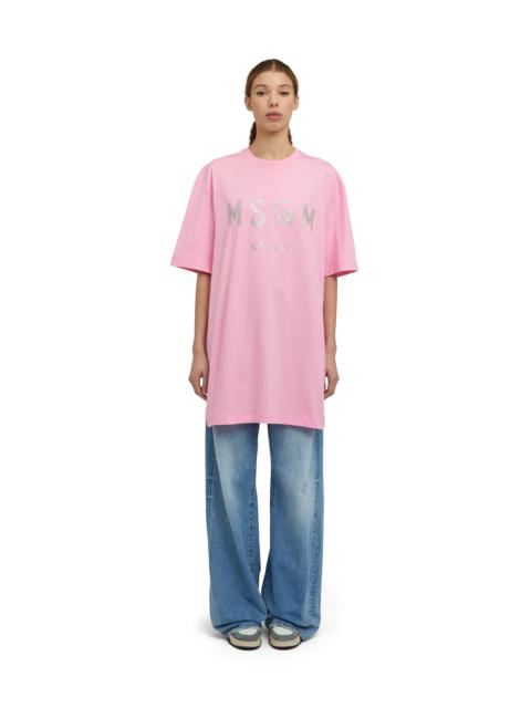 MSGM Cotton crewneck t-shirt with brushed logo