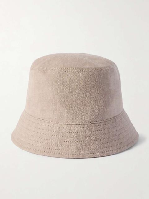 Embellished linen and wool-blend bucket hat