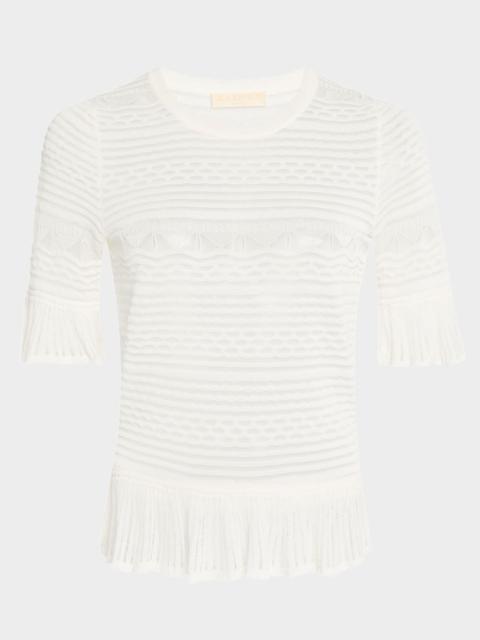 Flora Semi-Sheer Textural Knit Top
