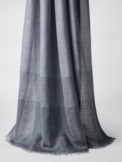 Brunello Cucinelli Silk and linen chevron scarf with stripes