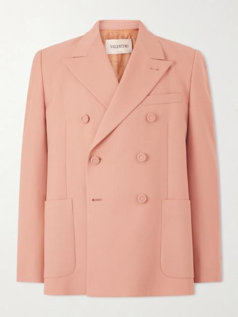 Valentino Double-Breasted Wool-Nattè Blazer