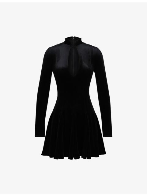 House of CB Stella Cut-Out Stretch-Velvet Mini Dress
