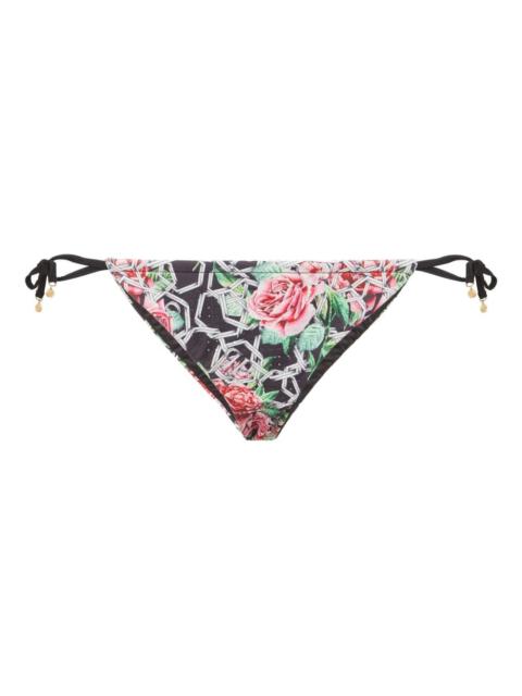PHILIPP PLEIN Chain Flower-print bikini bottoms