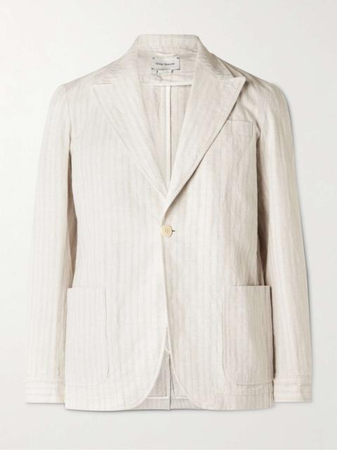 Oliver Spencer Laurel Unstructured Striped Linen and Cotton-Blend Suit Jacket