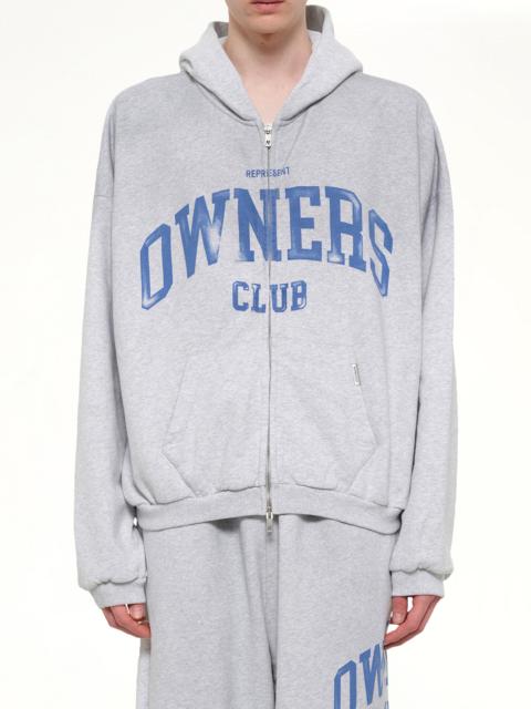 REPRESENT Represent Owners Club Zip Through Hoodie in Sprayed Ice Grey Marl
