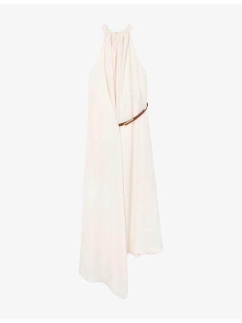 REISS Evie Gathered Half-Belt Woven Maxi Dress