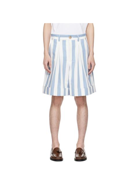 KING & TUCKFIELD Blue & White Cuffed Shorts
