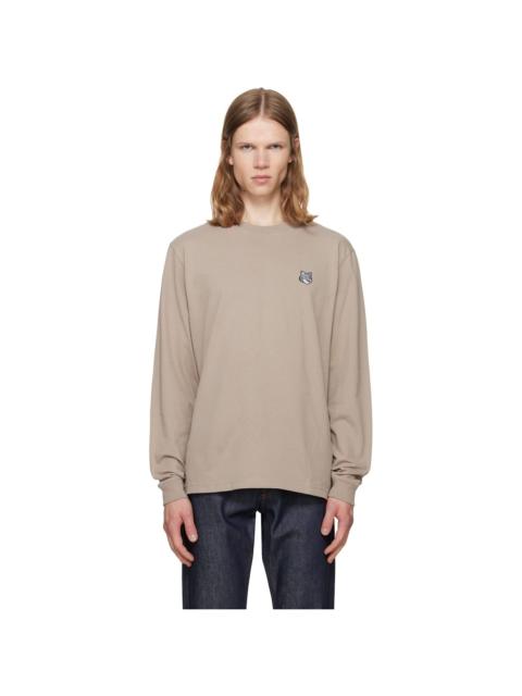 Maison Kitsuné Taupe Fox Head Comfort Long Sleeve T-shirt