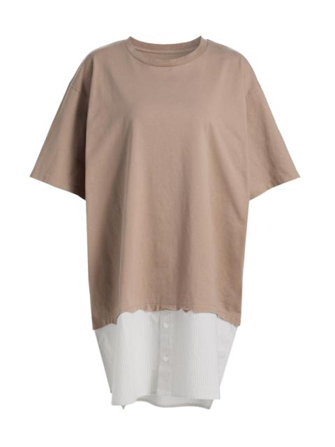MM6 Maison Margiela Women's Mixed Media Cotton T-Shirt Dress - Dune