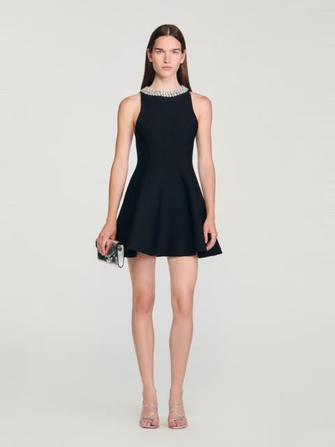 Sandro MINI DRESS WITH RHINESTONE COLLAR