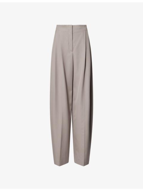 MUGLER Pleated Wide-Leg Wool Trousers