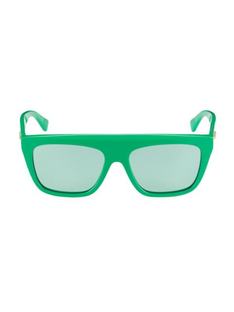 Bottega Veneta Men's 57MM Flat-Top Mask Sunglasses - Green Green Green