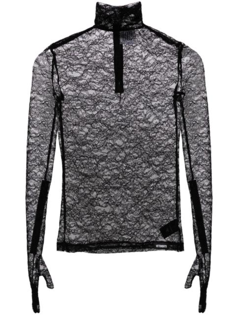 VETEMENTS floral-lace glove-sleeve top