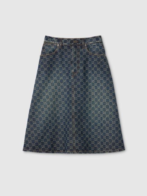 GUCCI GG cotton denim jacquard skirt